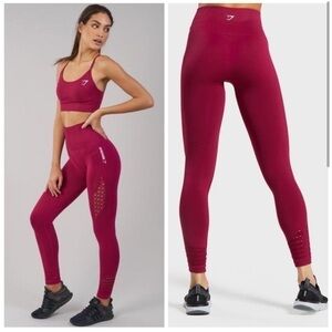 Gymshark Seamless Energy High Waisted Leggings in Beet Red - Size XS
